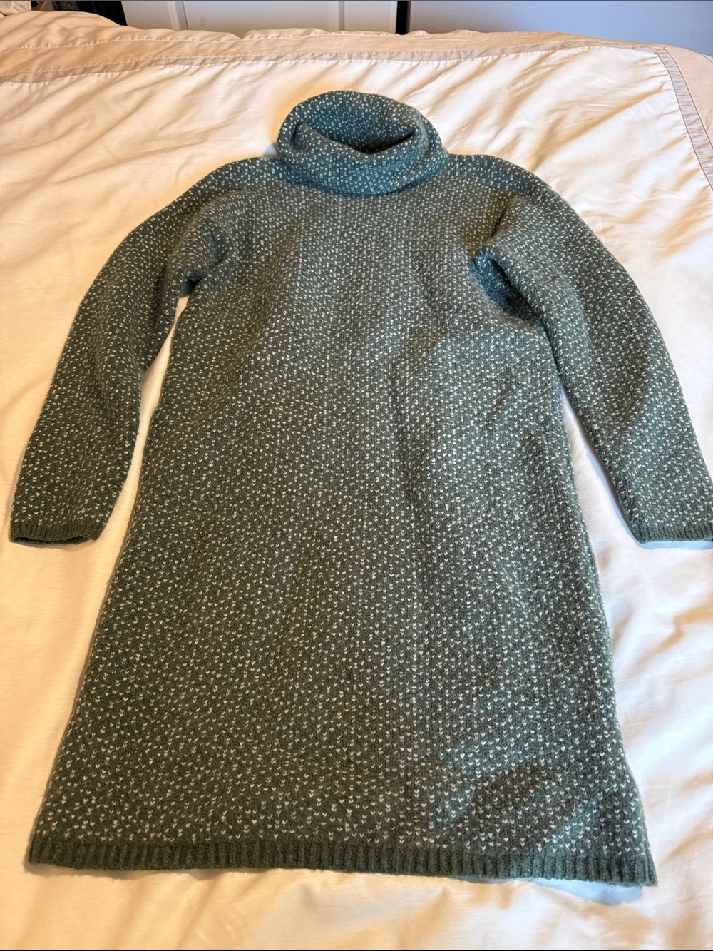 Madewell Green Speckled Turtleneck Sweater Dress